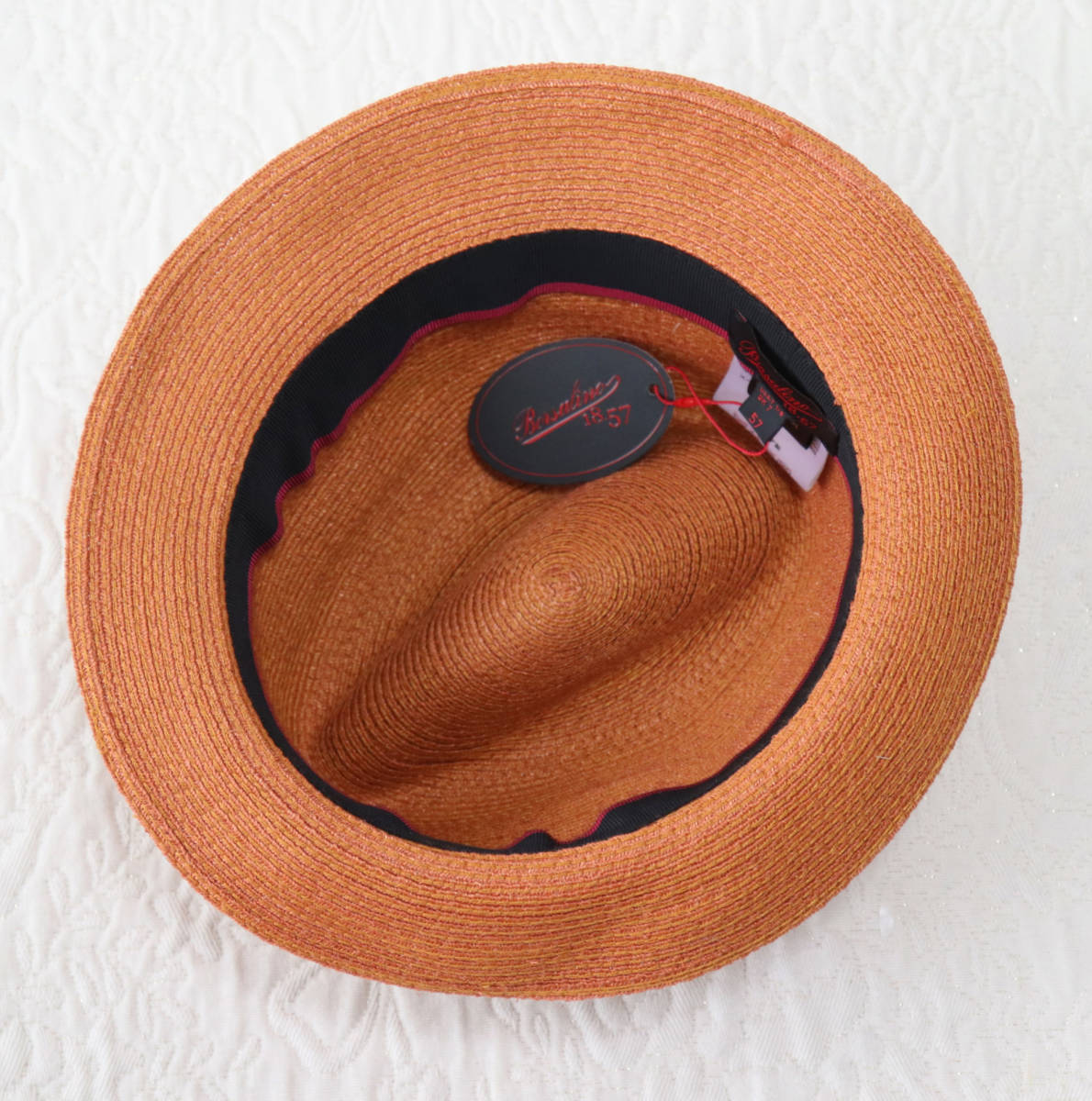 新品タグ付き【Borsalino ボルサリーノ 】ヘンプハット 麦わら帽子 57 v3238