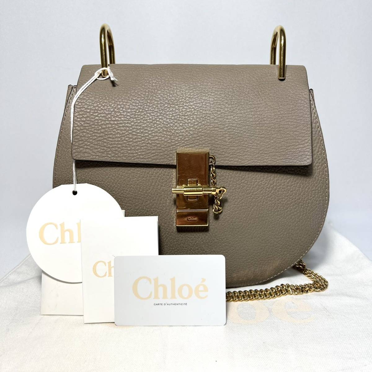 美品 Chloe クロエ ドリュー レザー チェーン ショルダーバッグ