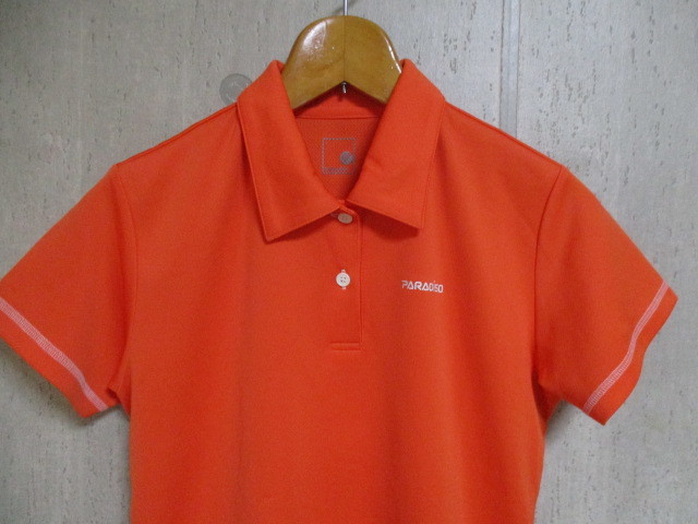 e592　paradiso　パラディーゾ　半袖ポロシャツ　サイズL　オレンジ色系　21-8_画像4