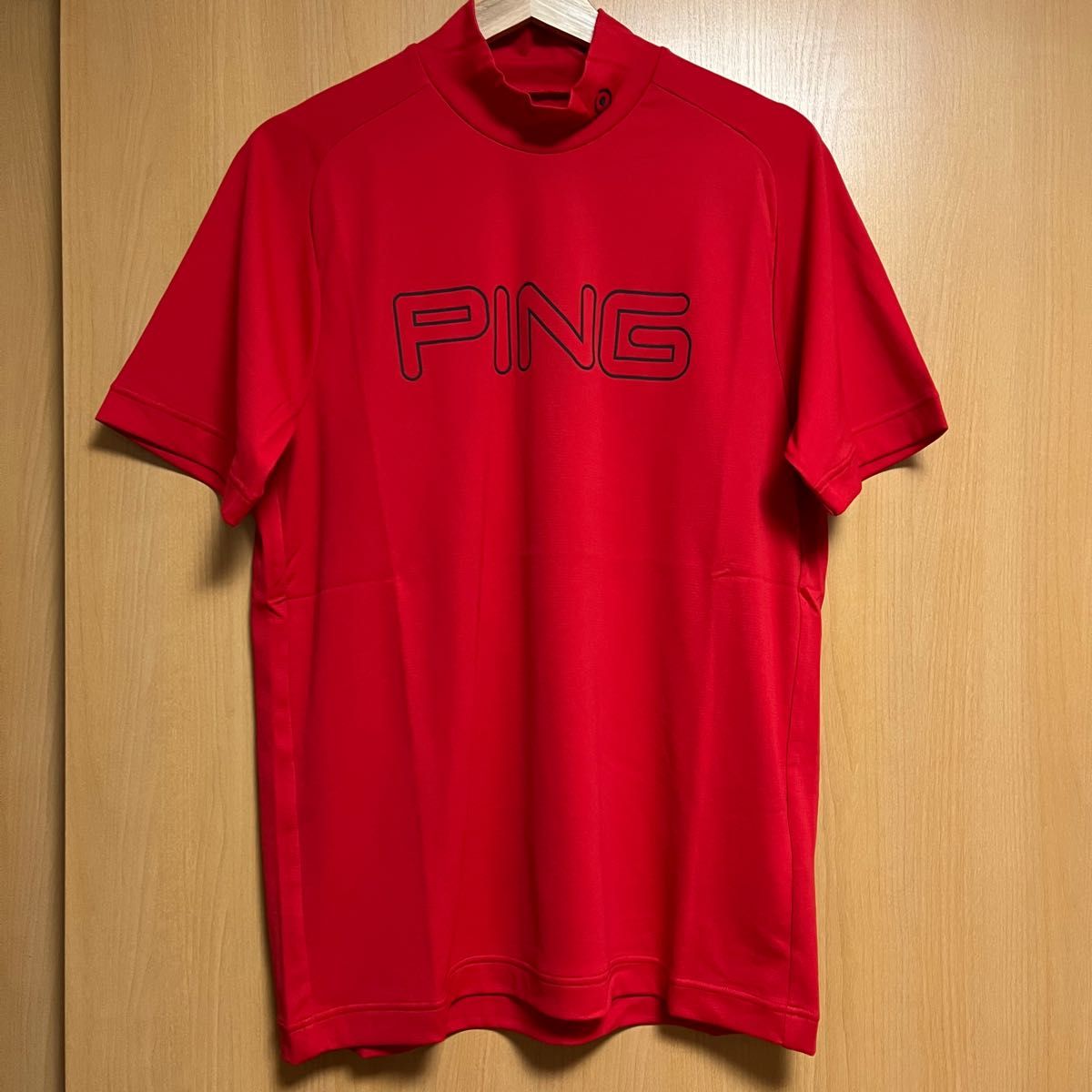 ピン　PING　メンズ　ゴルフウェア ハイネックシャツ PPトリコット RED レッド　赤　Mサイズ　半袖　Tシャツ