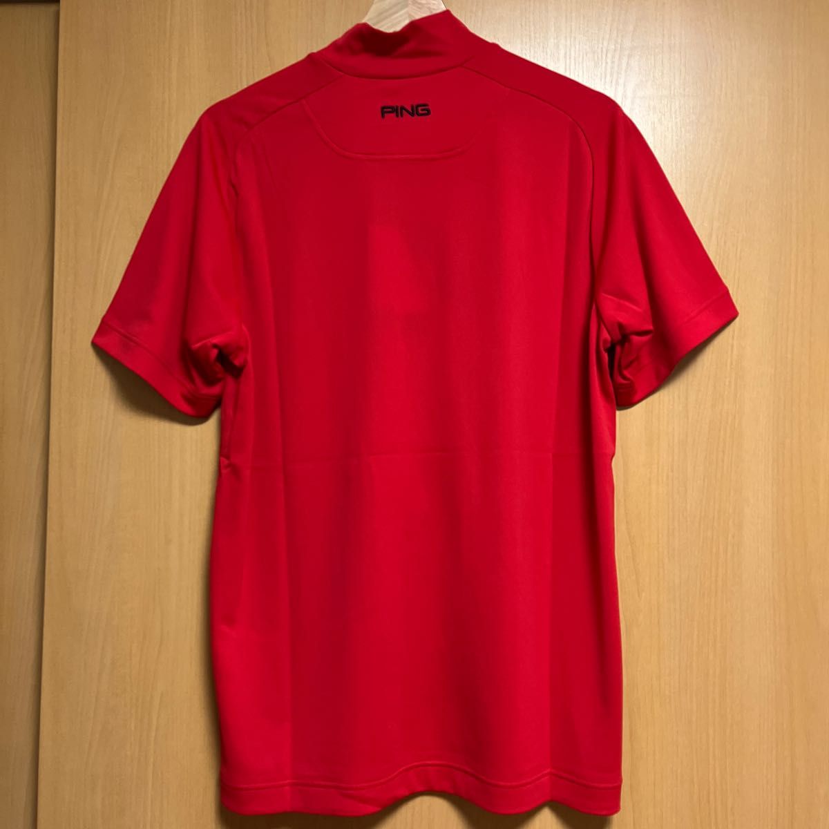 ピン　PING　メンズ　ゴルフウェア ハイネックシャツ PPトリコット RED レッド　赤　Mサイズ　半袖　Tシャツ