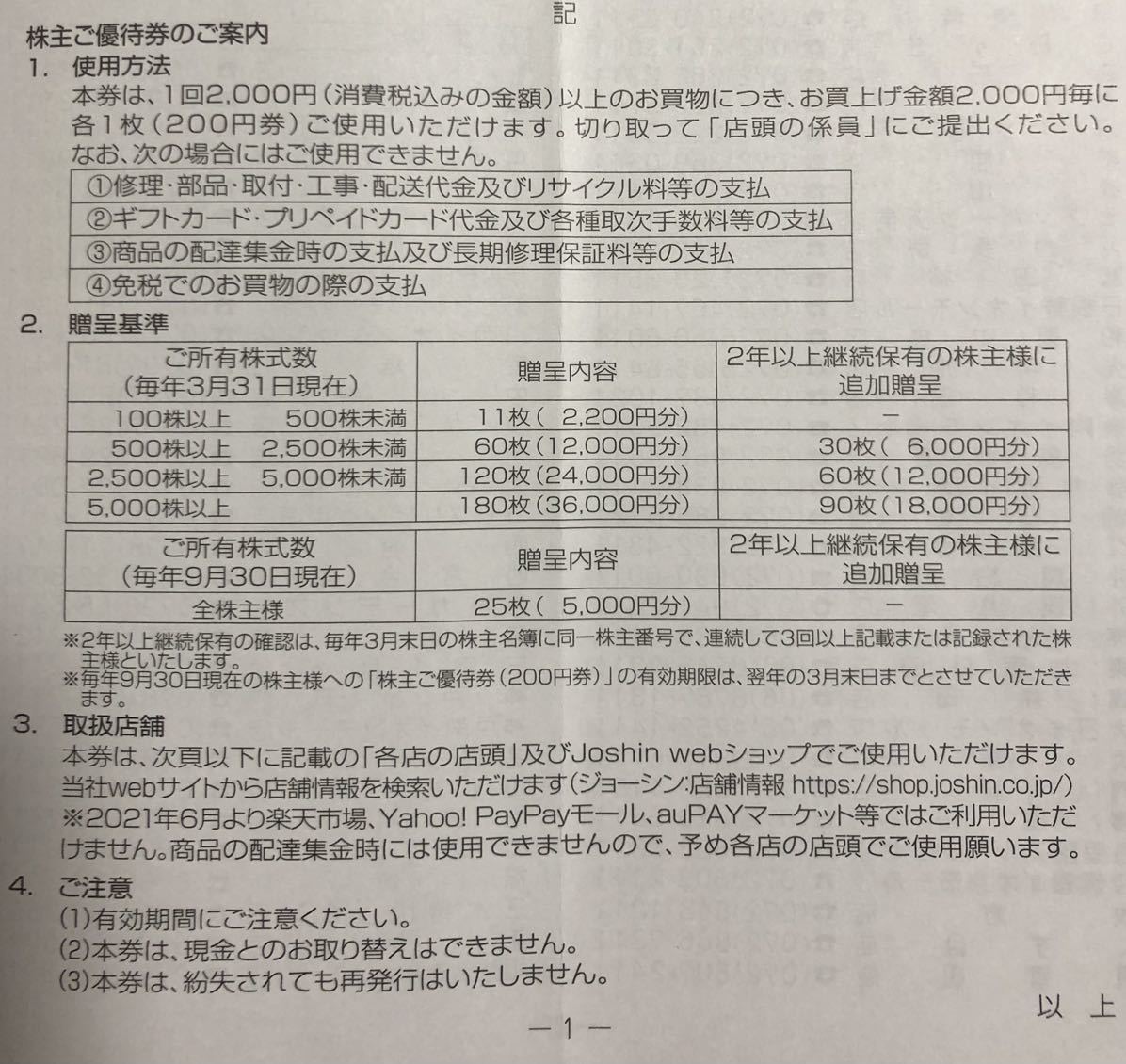 ☆最新☆匿名発送込☆上新電機 36000円分 株主優待券 | transparencia