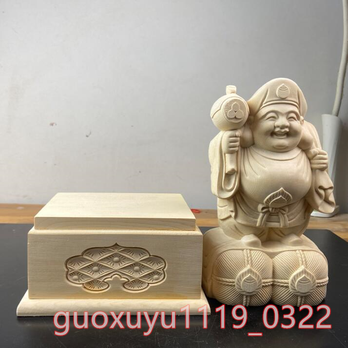 極上品 総檜材 大黒天立像 七福神 仏教工芸品　木彫仏教　精密彫刻　仏師で仕上げ品 _画像5