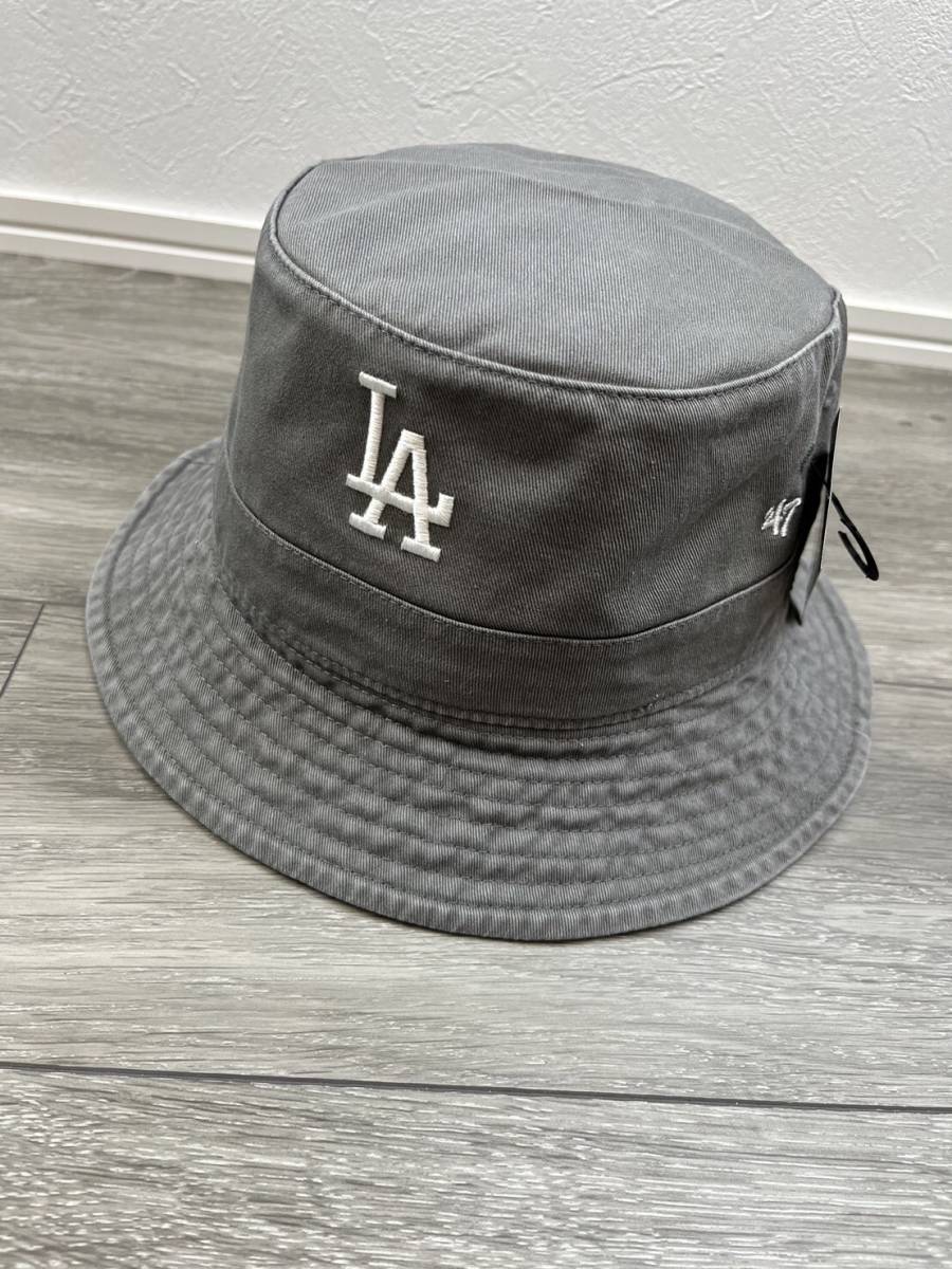 ☆正規品新品☆47BRAND BUCKET HAT フォーティセブン ブランド 帽子 バケットハット サファリハット ドジャース ダークグレー ユニセックス_画像3