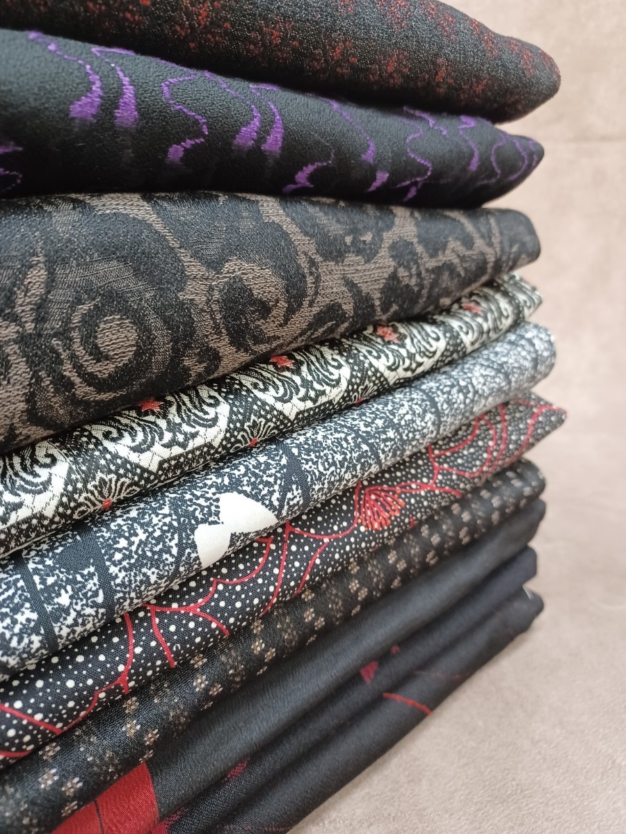  kimono 10 sheets for women black ground series retro pattern peace pattern Japanese clothes Japanese clothes stylish put on remake raw materials hand made material various old clothes secondhand goods flap is gire Nara departure 