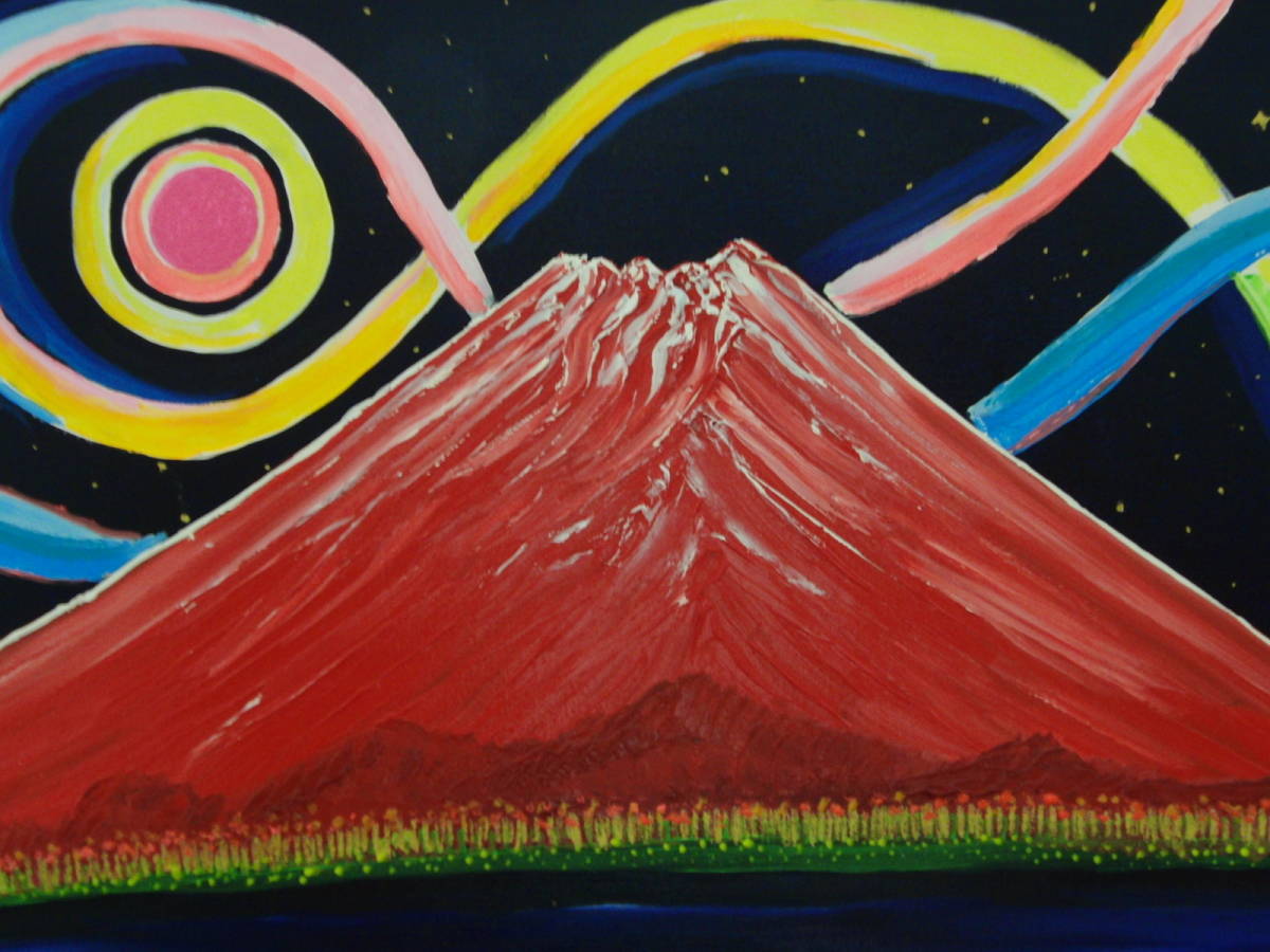 { country beautiful .}TOMOYUKI*..,[ red Fuji * color ], oil painting .,F30 number :90,9×72,7cm, oil painting one point thing, new goods high class oil painting amount attaching, autograph autograph * genuine work with guarantee 