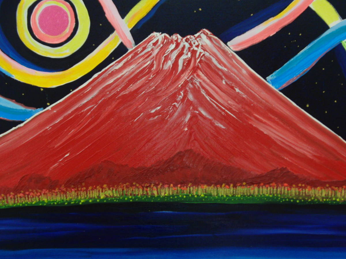 { country beautiful .}TOMOYUKI*..,[ red Fuji * color ], oil painting .,F30 number :90,9×72,7cm, oil painting one point thing, new goods high class oil painting amount attaching, autograph autograph * genuine work with guarantee 