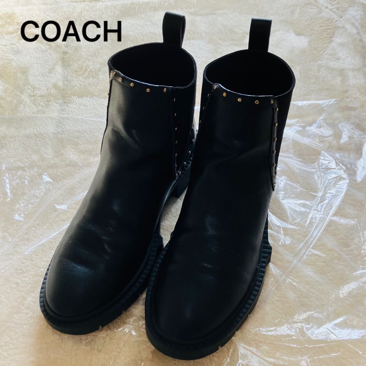 割引 レディース コーチ 【美品】COACH サイドゴアブーツ 厚底 レザー