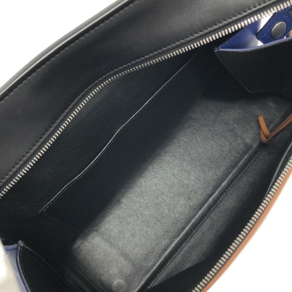 セリーヌ CELINE ハンドバッグ エッジ レザー ブラウン×ネイビー×黒