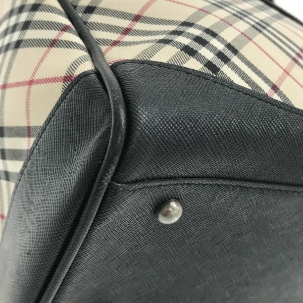 バーバリー Burberry ハンドバッグ ジャガード×レザー ベージュ×黒