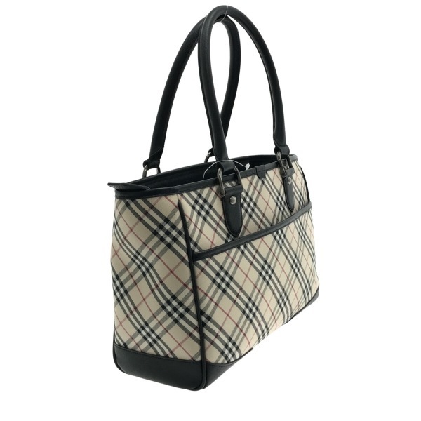 バーバリー Burberry ハンドバッグ ジャガード×レザー ベージュ×黒