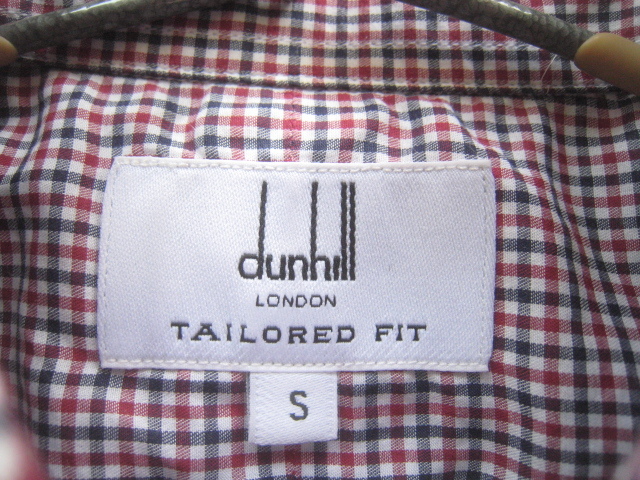 美品ポルトガル製!!ダンヒル dunhill LONDON*TAILORED FIT チェック柄ボタンダウンシャツ S 白×ワイン×黒_画像4