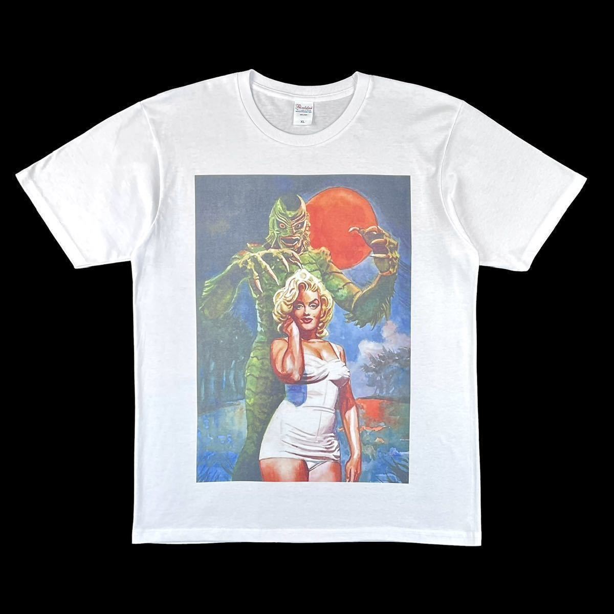 新品 半魚人 マリリンモンロー風 セクシー ブロンド 金髪 レディ レトロ クラシック ホラー ビッグ プリントTシャツ ユニセックス Lサイズ 新品 半魚人 マリリンモンロー風 セクシー ブロンド 金髪 レディ レトロ クラシック ホラー ビッグ プリントTシャツ ユニセックス Lサイズ