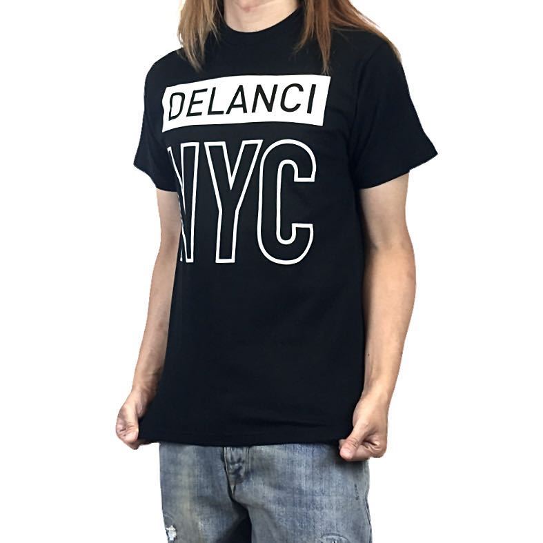 新品 DELANCI デランシー NYC ニューヨークシティ ボックス ロゴ Tシャツ 90年代 ストリート スケーター SK8 ブランド 黒 ブラック Sサイズ