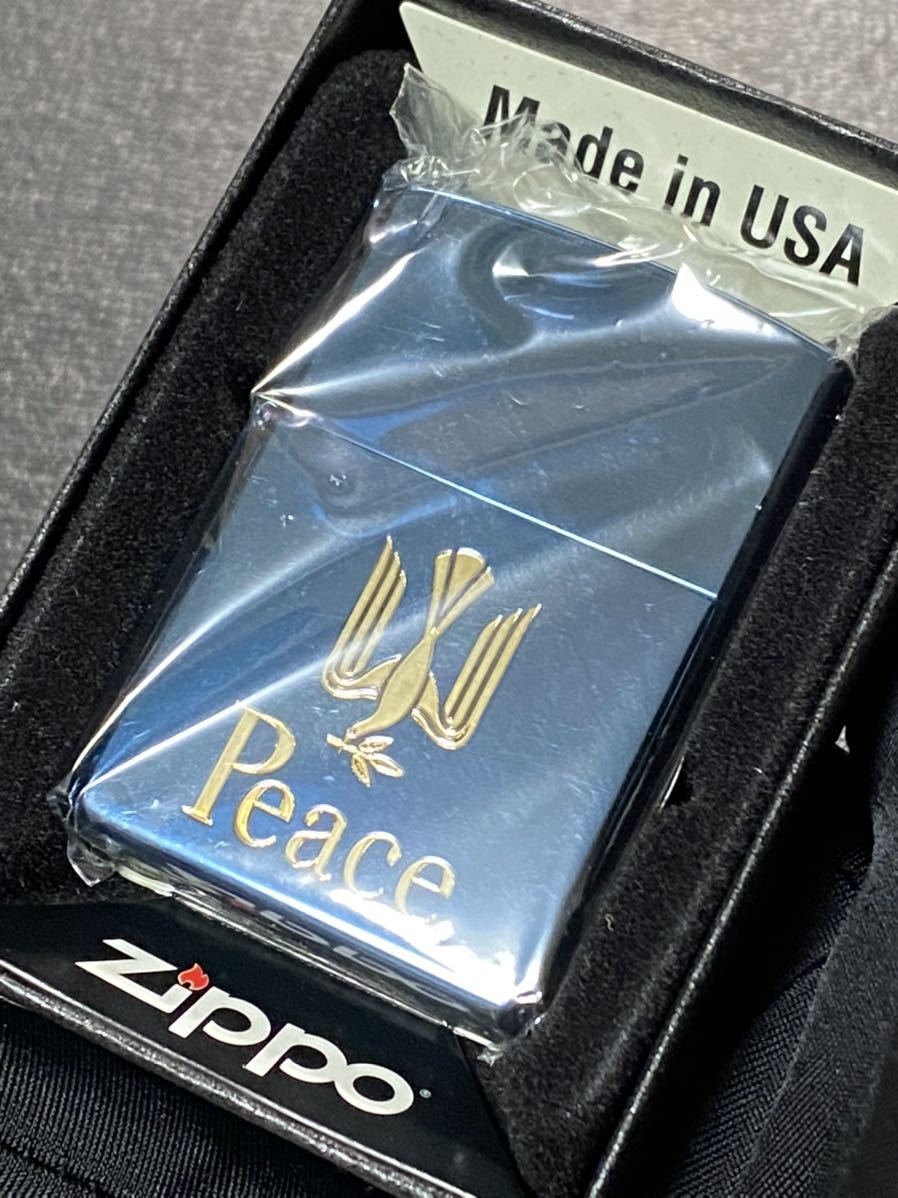 zippo Peace 2007 Model 限定品 ブルーチタン 希少モデル 2007年製 ピース 両面ゴールド刻印 ケース 保証書付き