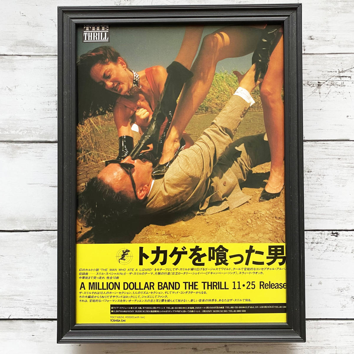 額装品◆THE THRILL ザ・スリル トカゲを喰った男 /90年代/ポスター風広告/A4サイズ額入り/アートフレーム　YR27-1_画像1