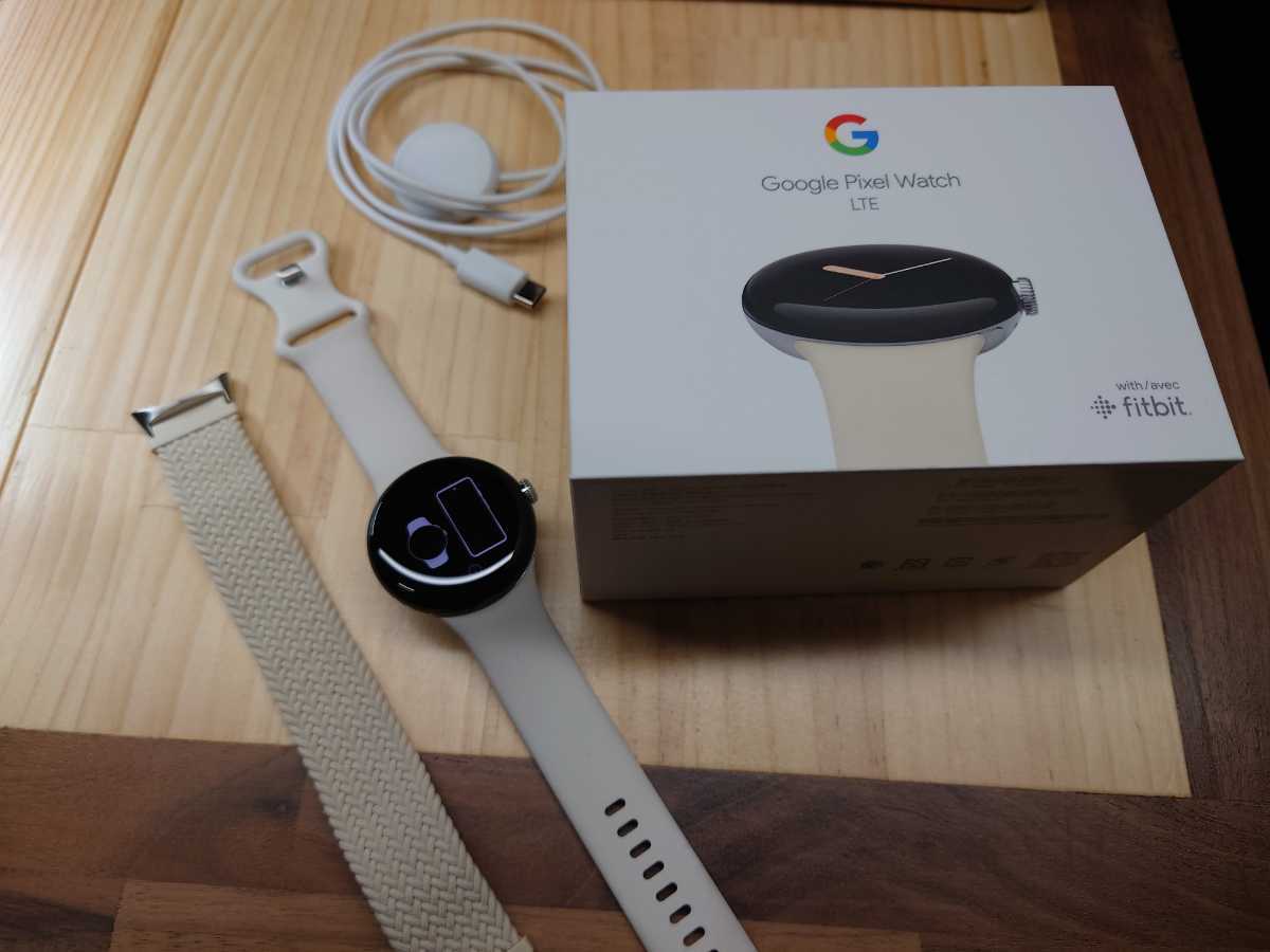 Google Pixel Watch, Polished Silver / Chalk アクティブ バンド, LTE