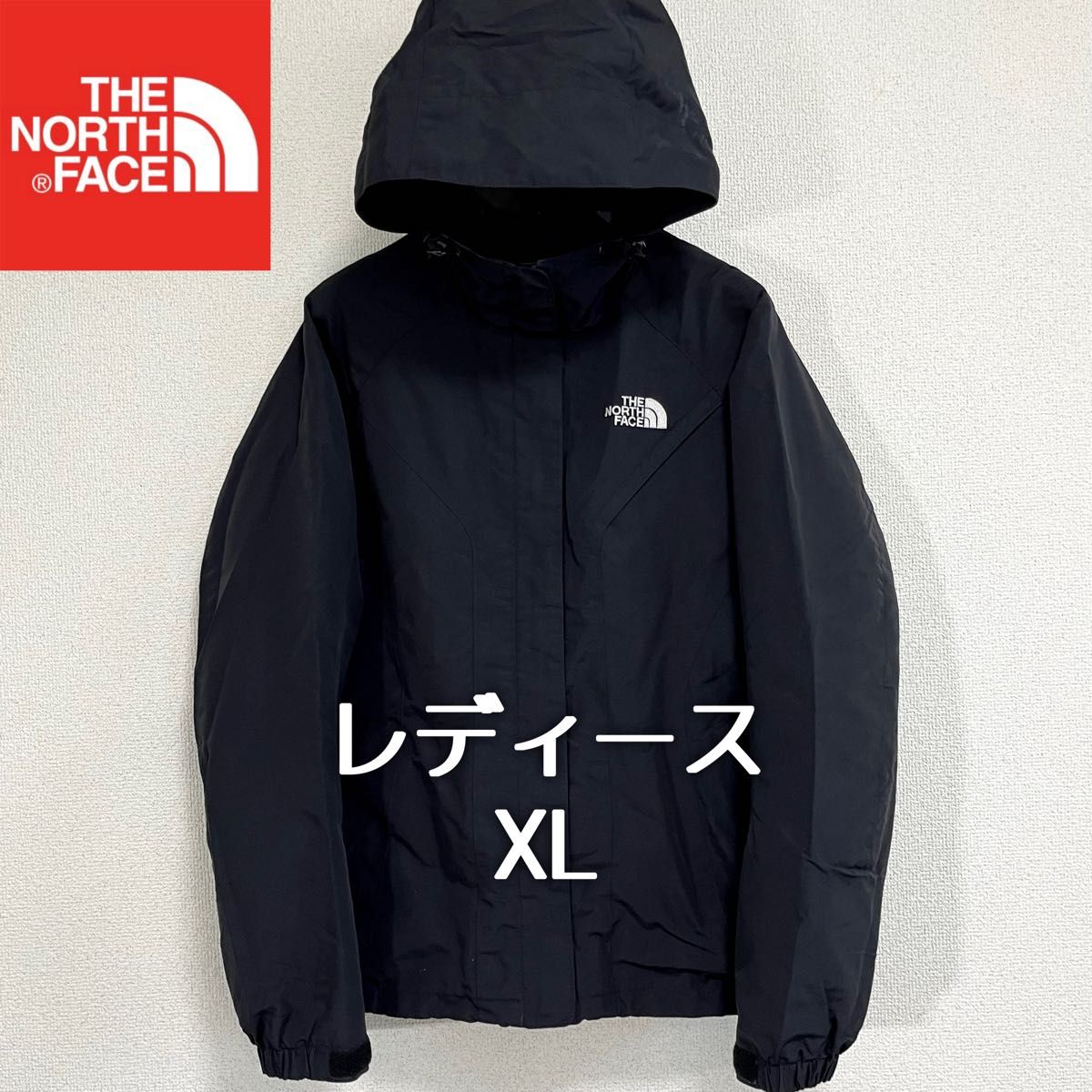 美品人気 ノースフェイス マウンテンパーカー レディースXL ブラック ロゴ刺繍 THE NORTH FACE ナイロンジャケット