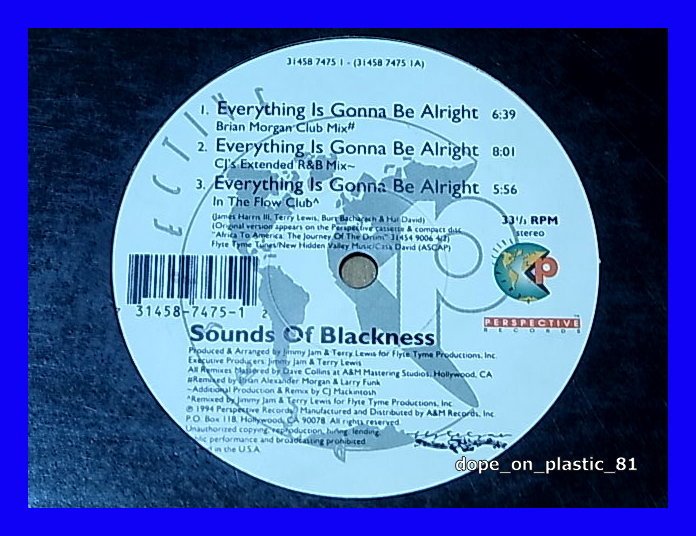 Sounds Of Blackness / Everything Is Gonna Be Alright/90s R&B Classic/US Original/5点以上で送料無料、10点以上で10%割引!!!/12'_画像1