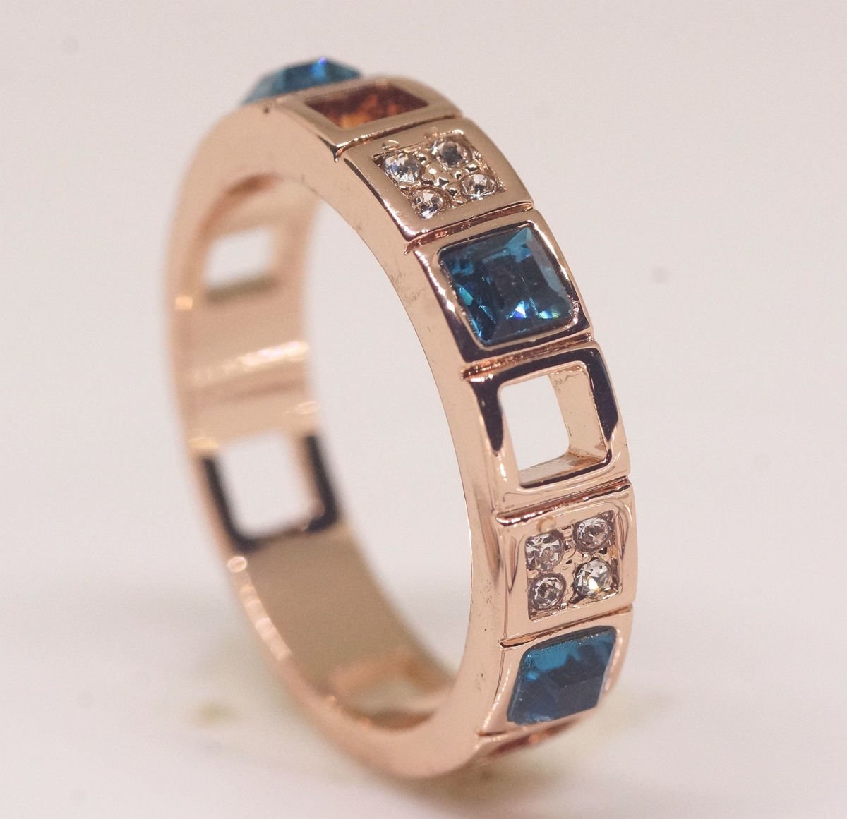 * ring 18K RGP Gold diamond CZ color stone ring gu1409e