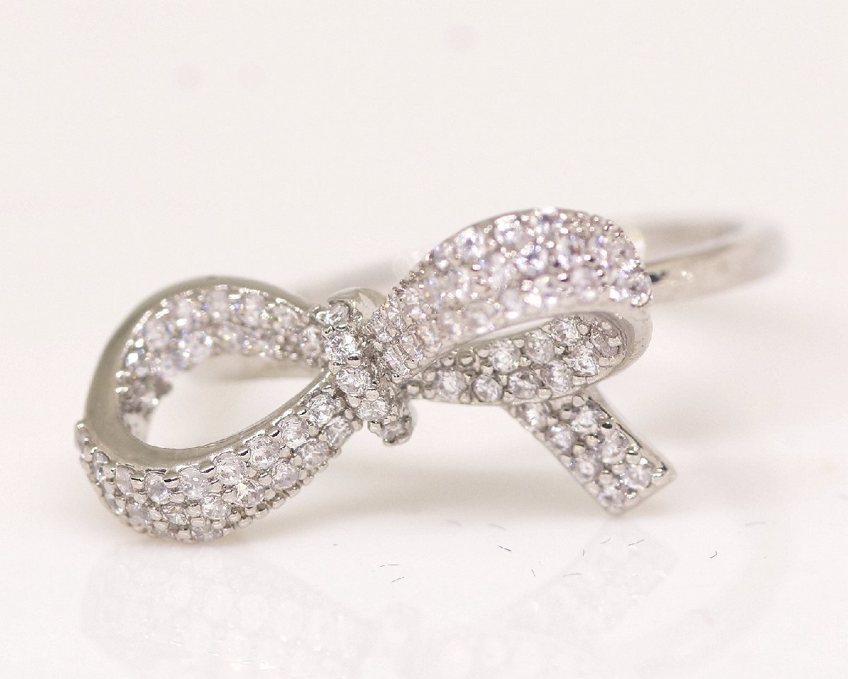 18K RGP platinum diamond CZ ribbon ring yu1142e