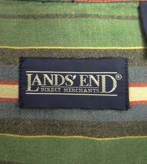 90s ヴィンテージ LANDS' END ランズエンド コットン 半袖 BDシャツ ストライプ VINTAGE 90年代_画像2