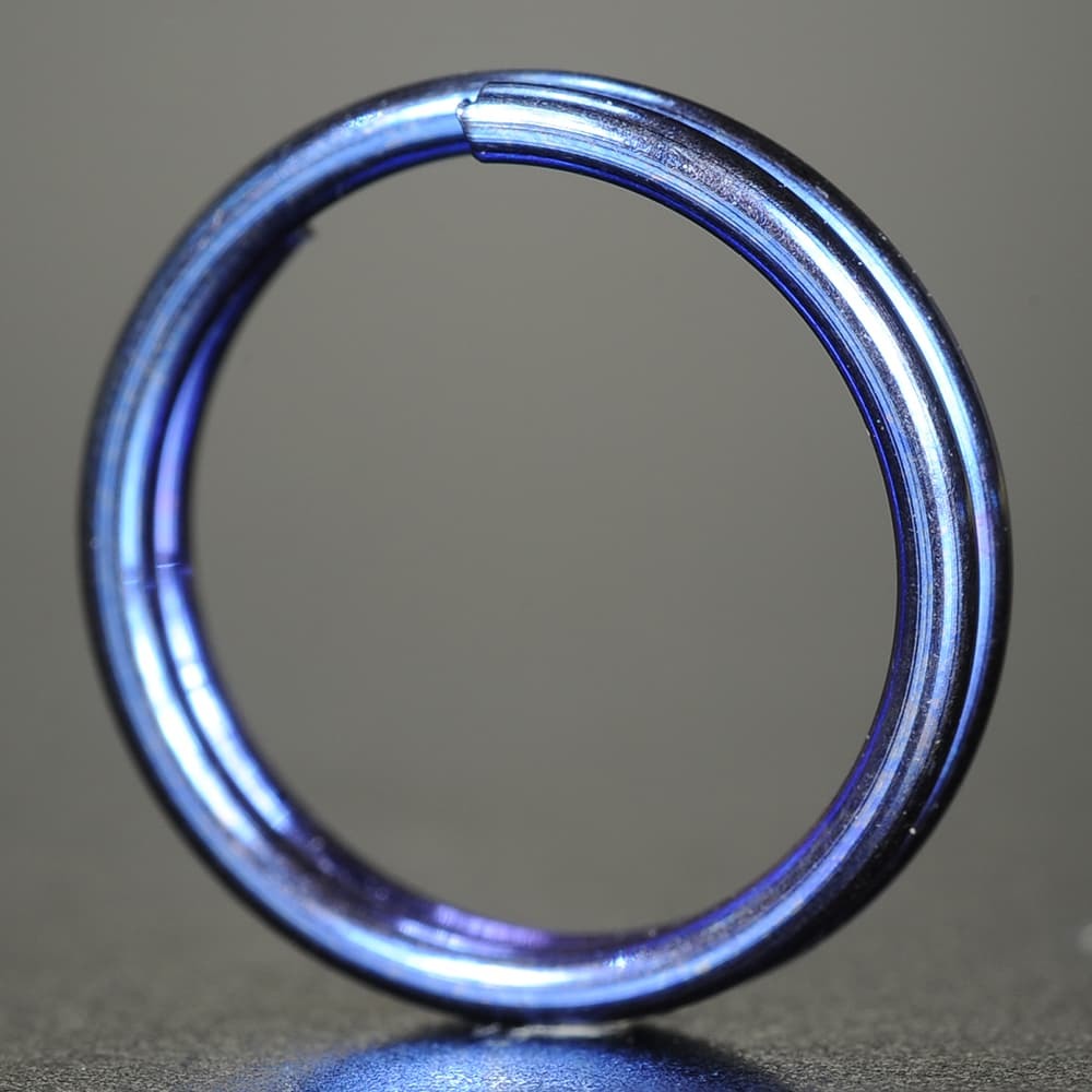 二重リング 丸押 ブルー チタン ハンドクラフト材 [ 14mm ] 二重カン 青 キーリング キーホルダー 二重チング_画像1