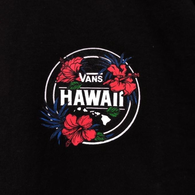 即決【新品】VANS　USバンズ　ハワイ限定　Tシャツ　ブラック　S　★HAWAII FLAG MOSAIC FLORAL_画像3
