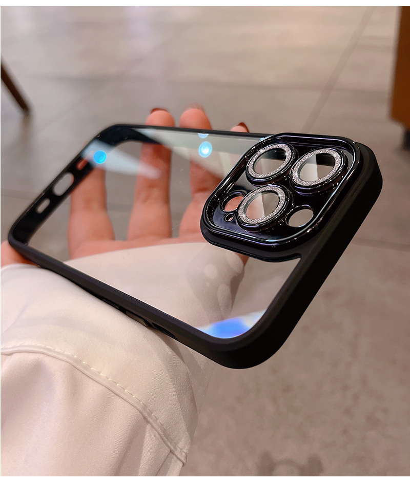iphone13proケース カーバー レンズ保護付き 透明 お洒落 韓国 軽量 ケース 耐衝撃 高品質 ブラック213の画像10