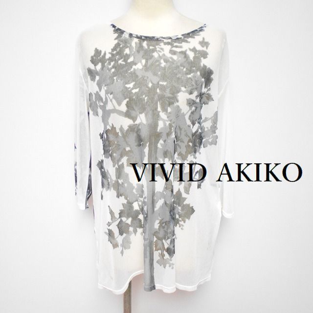 825186 VIVID AKIKO ヴィヴィッドアキコ 白系 メッシュ シースルー カットソー トップス【クリックポスト可】の画像1
