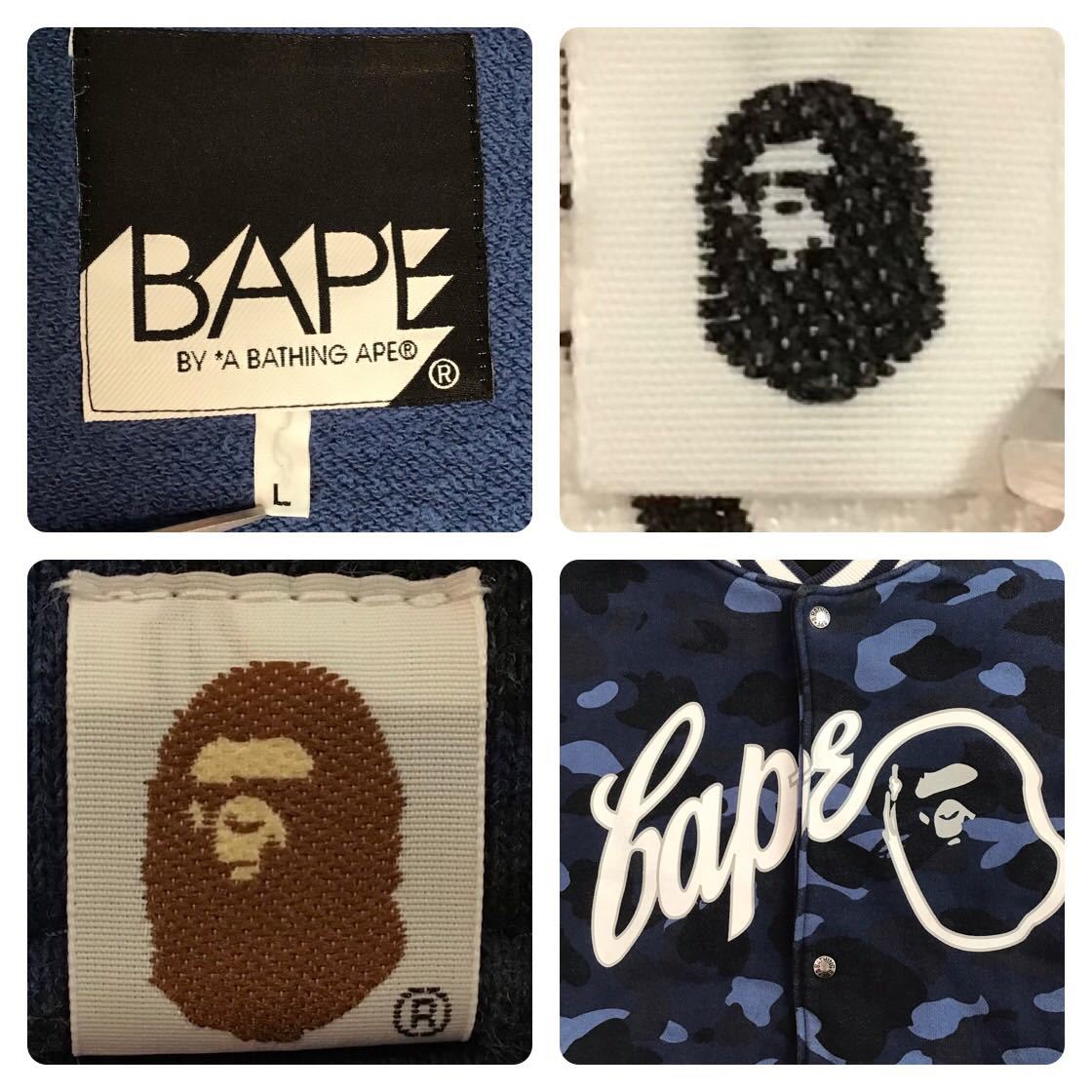 Blue camo スウェット スタジャン Lサイズ a bathing ape BAPE sweat varsity jacket エイプ ベイプ アベイシングエイプ 迷彩 NIGO w1_画像8