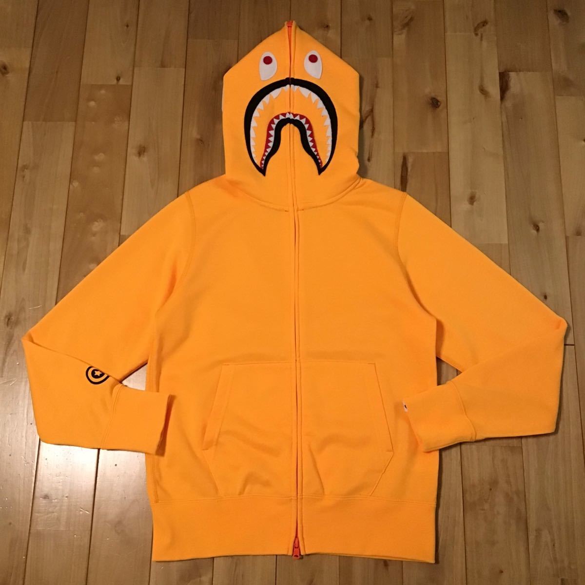 NEON color シャーク パーカー Sサイズ shark full zip hoodie a bathing ape BAPE エイプ ベイプ アベイシングエイプ オレンジ i455_画像1