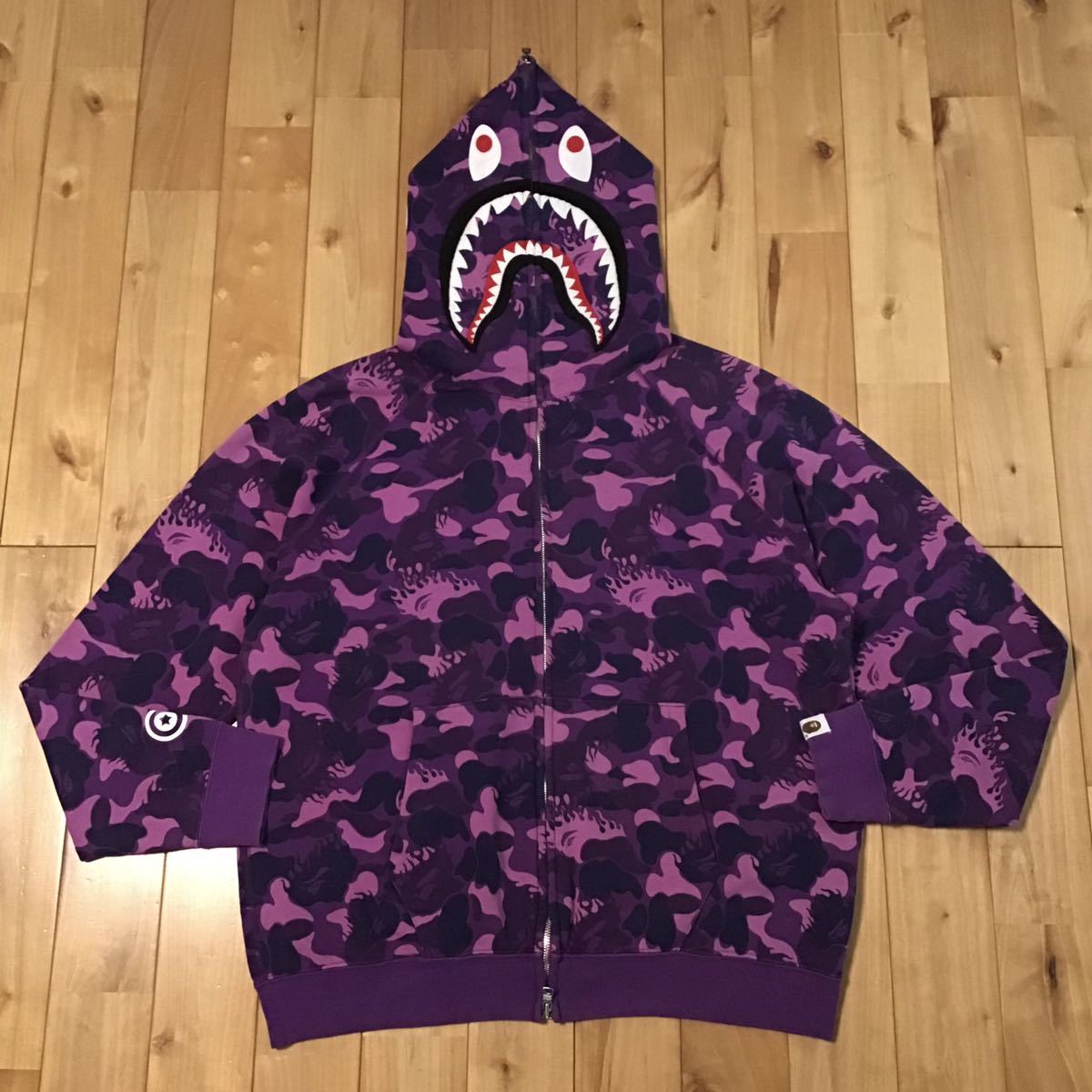 ★ムック限定★ Fire camo シャーク パーカー Mサイズ shark full zip hoodie a bathing ape BAPE purple camo エイプ ベイプ NIGO 迷彩 z8