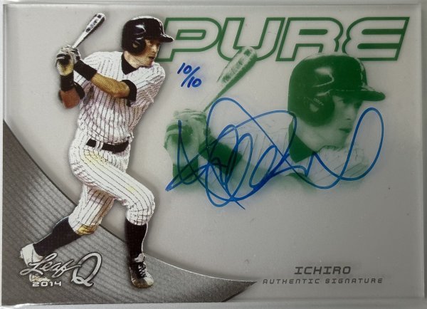 保証書付】 14 MLB☆イチロー Leaf 10枚限定直筆サインカード PURE Q