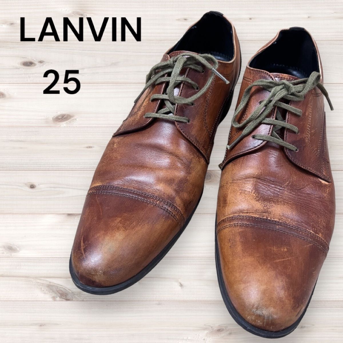 今月中値下げします 超美品 LANVIN 厚底 25cm クロコダイル 型押し 