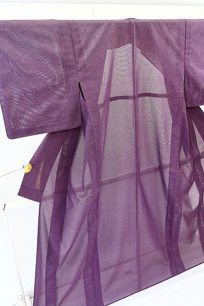 【着物フィ】江戸小紋 絽 夏着物 鮫 紫 身丈160.5cm 裄丈63cm 正絹 仕立て上がり m-4809_画像2