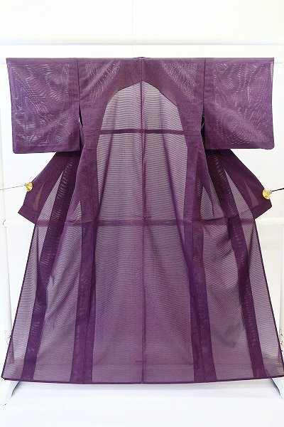 【着物フィ】江戸小紋 絽 夏着物 鮫 紫 身丈160.5cm 裄丈63cm 正絹 仕立て上がり m-4809