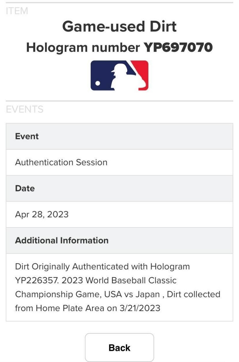 WBC2023決勝戦グラウンドダートMLB 実使用 公式証明付き (検)大谷翔平
