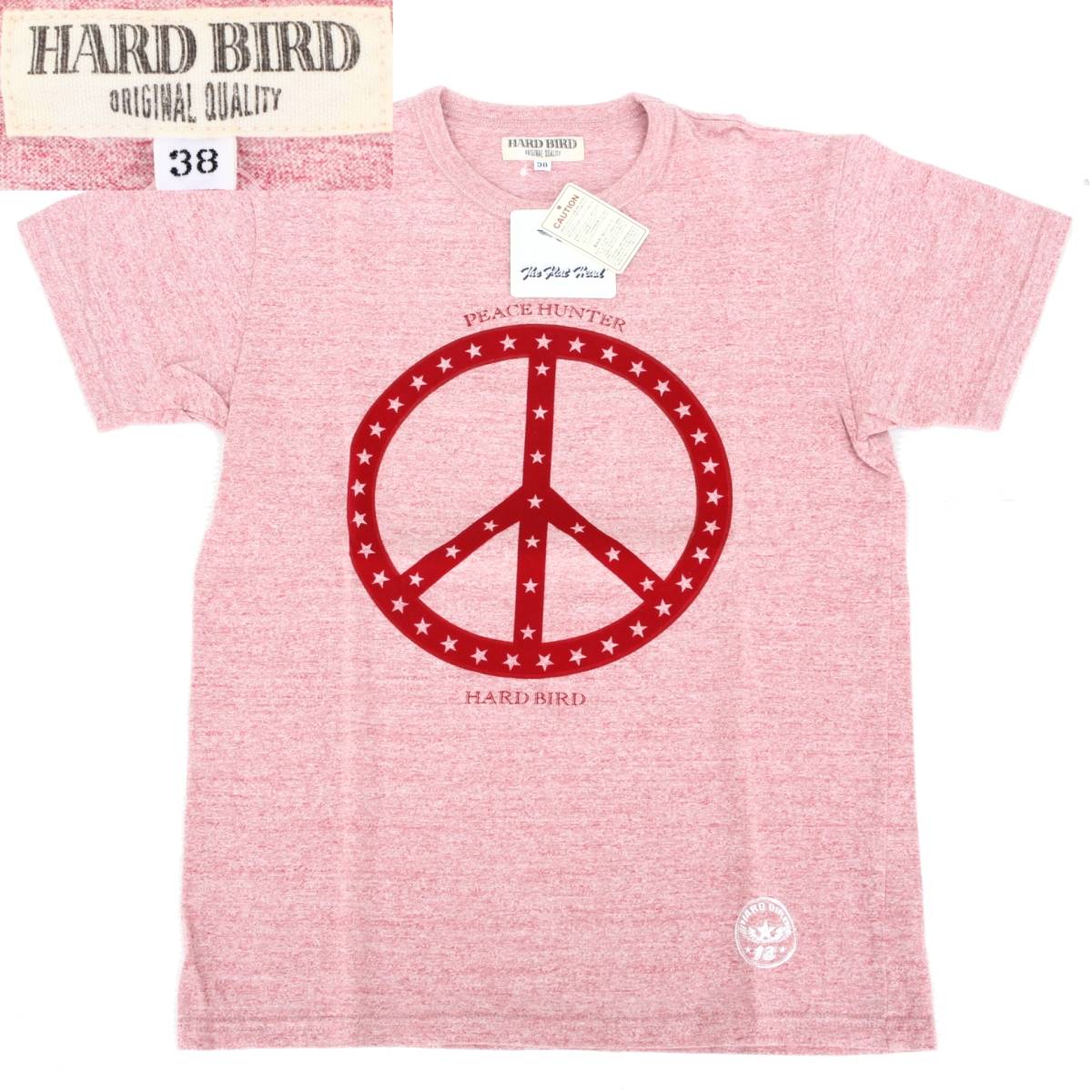 (32604)未使用FLATHEADフラットヘッド半袖プリントTシャツTKMH-01Wサイズ38 (赤レッドHARDBIRDハードバード旧フラットヘッド ヴィンテージ)_画像1