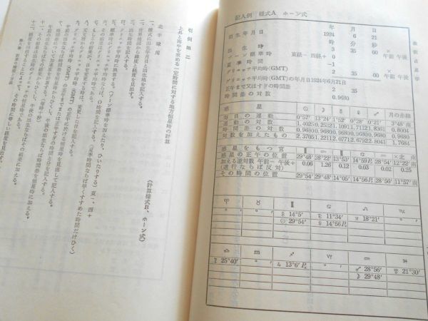 絶版希少本最新占星学潮島郁幸日本初西洋占星術書ホロスコープ日本占星学研究所星占い出生図鑑定書作成方法進行図鑑定法ホーン式様式計算式_マーガレット・ホーン式記入様式