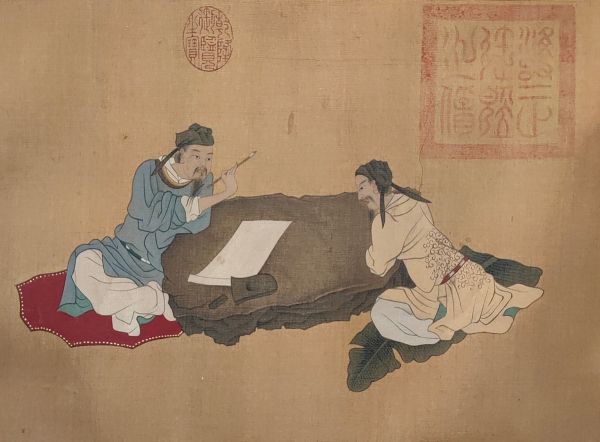 クーポン有 真作 中国書画「唐 閻立本 人物図長巻」肉筆絹本 掛け軸
