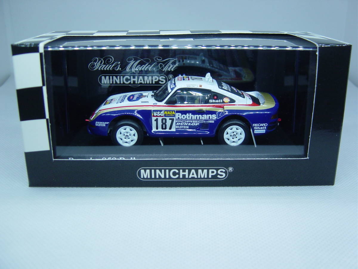 送料350円～ MINICHAMPS 1/43 Porsche 959 Rallye Paris-Dakar 1986 #187 Kussmaul/Unger ポルシェ パリダカ タバコデカール Rothmans仕様