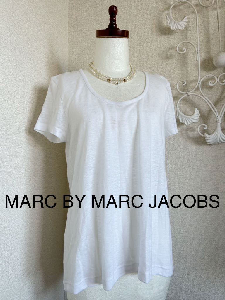 MARC BY MARC JACOBS マークバイマークジェイコブス 半袖カットソー トップス レディース XSサイズ　麻100% 白 ホワイト