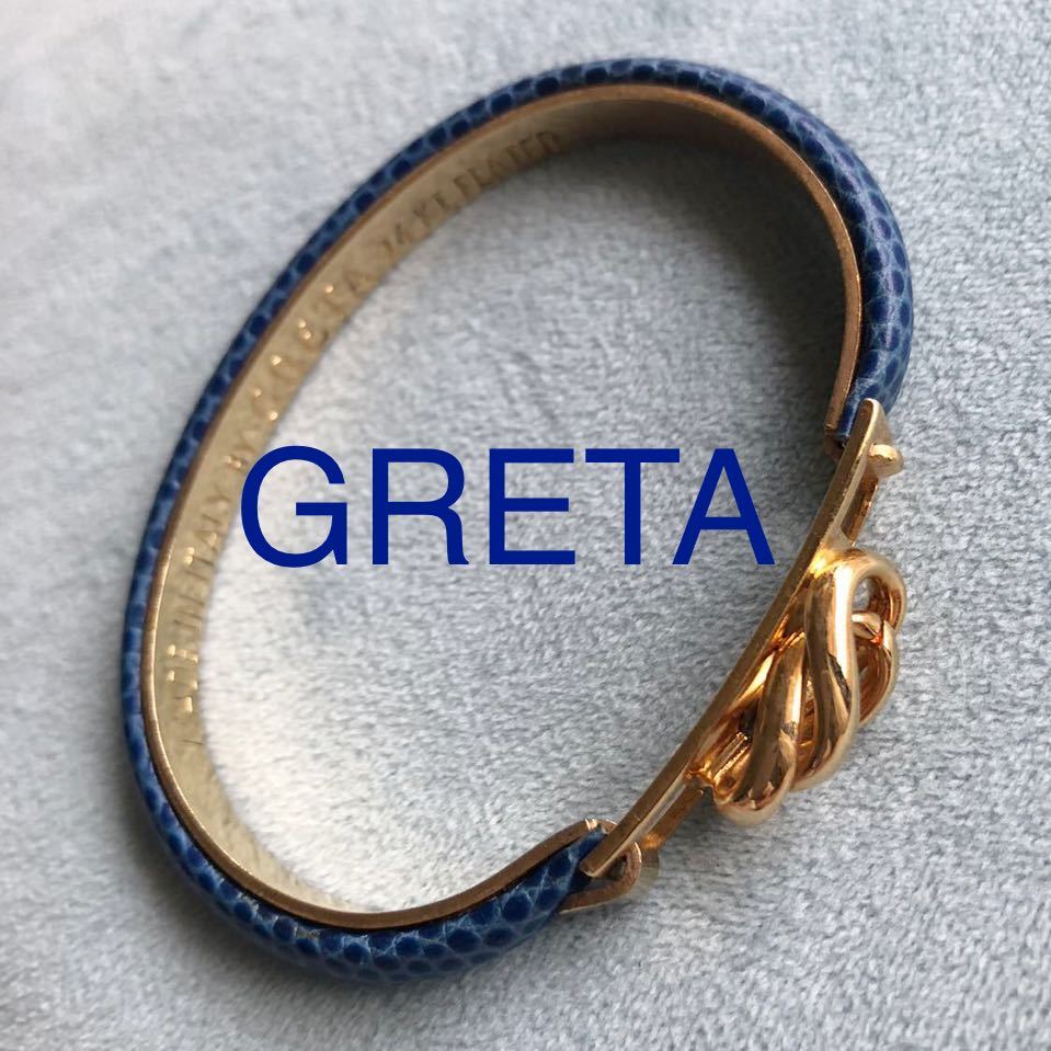 Оперативное решение бесплатная доставка Greta Greta Итальянский браслет браслет Navy Blue Blue Leather Press