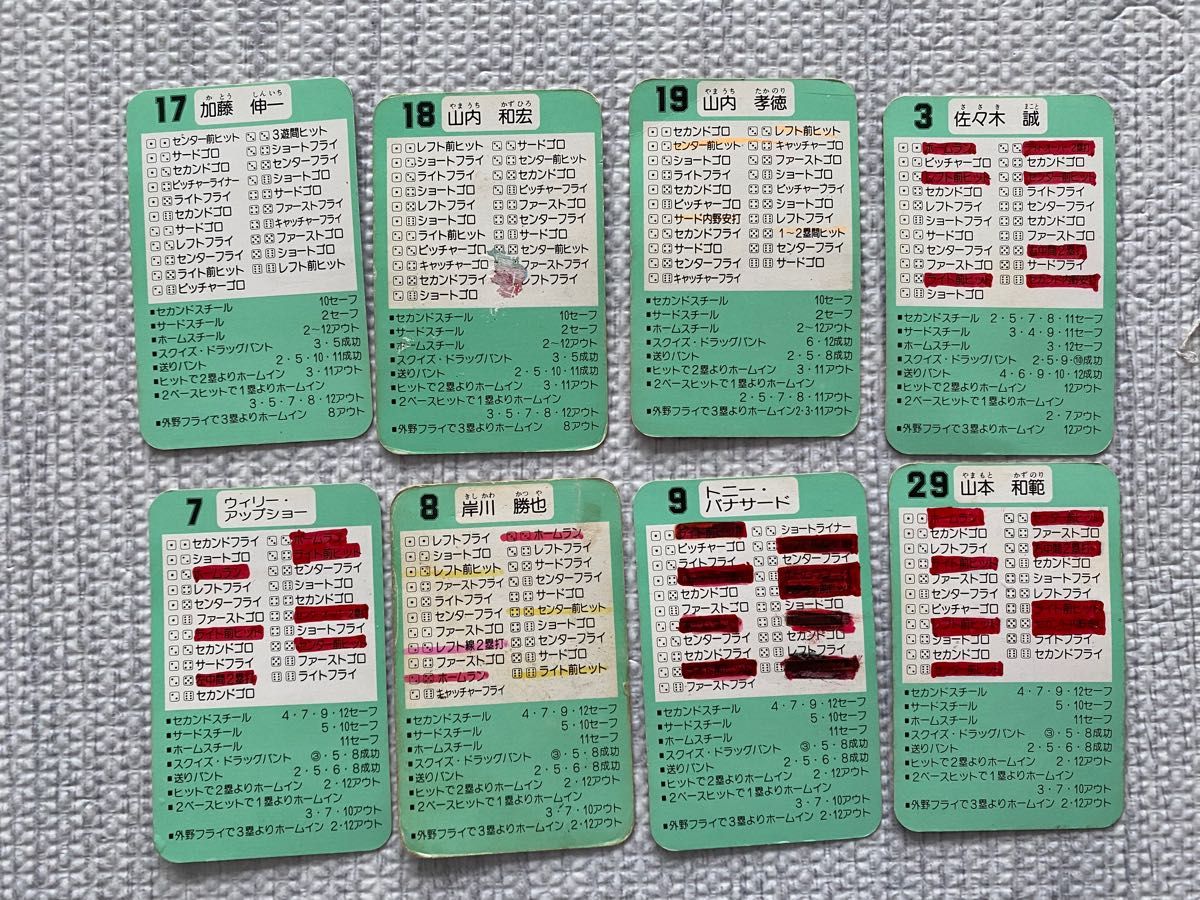 【1990年】【8枚セット】タカラ：プロ野球：カード：福岡ダイエーホークス：選手