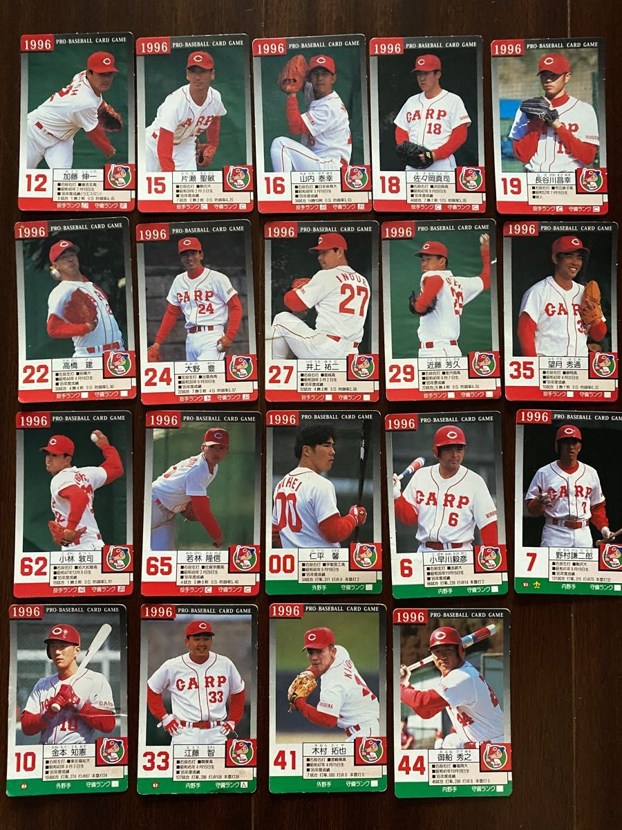 19枚(2枚訳あり)タカラ プロ野球 カード 1996年 広島 東洋 19枚(2枚訳あり)タカラ プロ野球 カード 1996年 広島 東洋