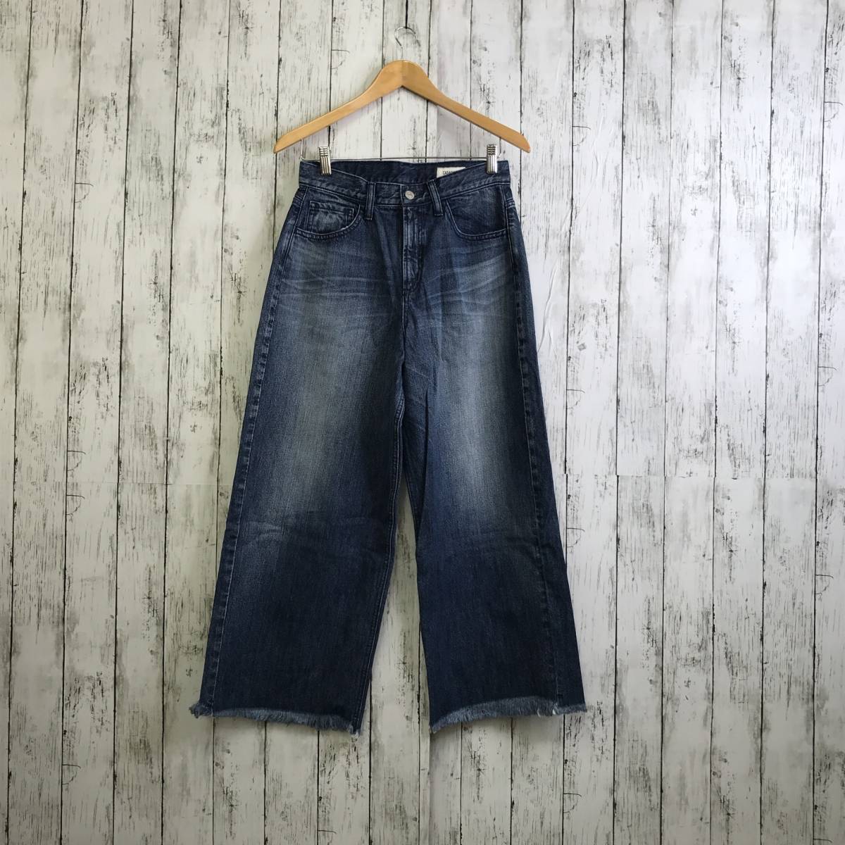 CASAMAR　カーサマール　ワイドパンツデニム　ブルー　裾ダメージ加工　S12-162　USED_画像1