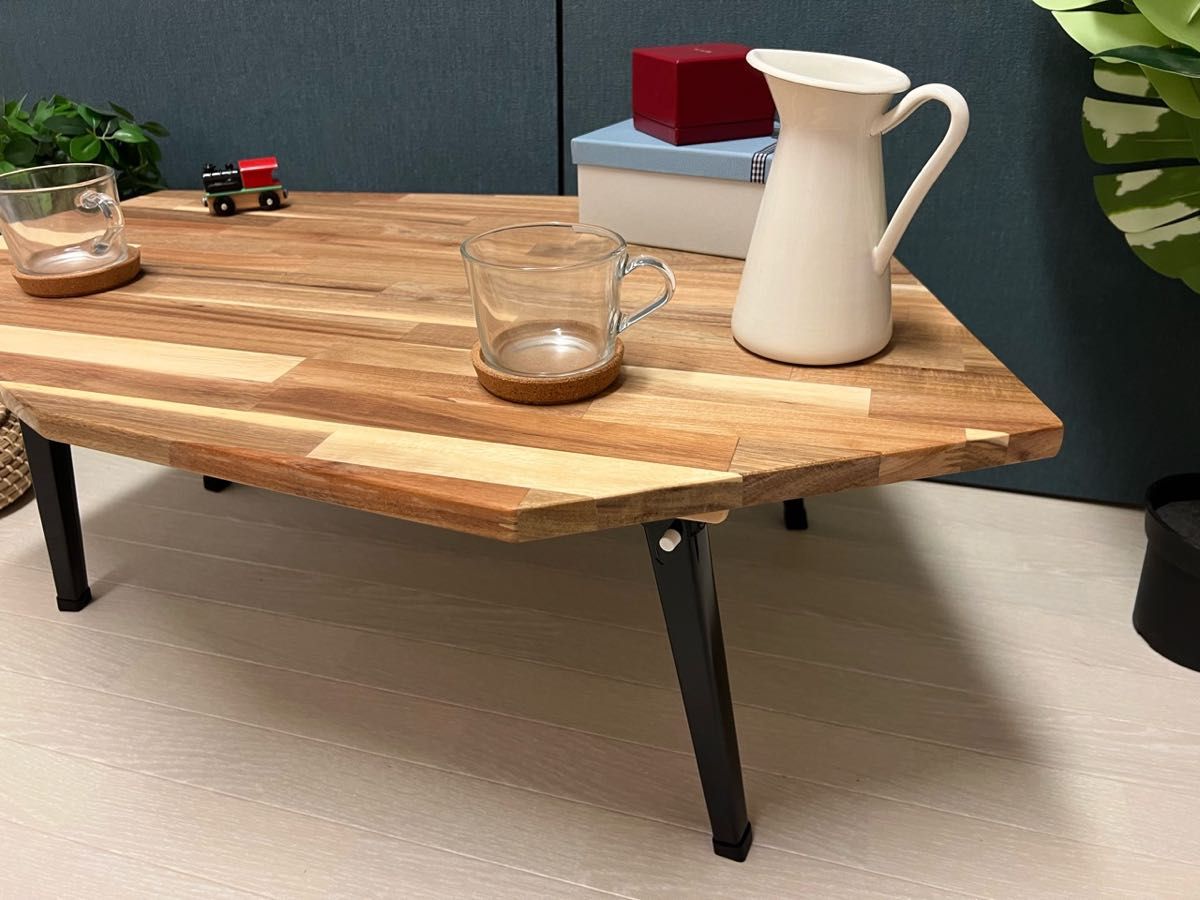 【送料無料】 ローテーブル 変形 90cm アカシア 折りたたみ脚