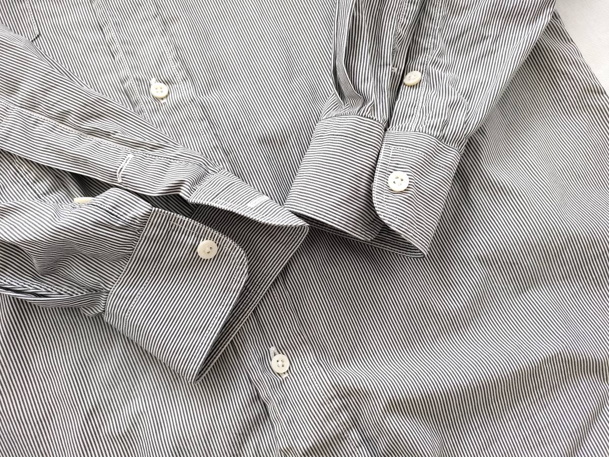 70s80s rare made in Japan bi spoke white shirt cotton made in Japan 37.5 degree long sleeve stripe gray Vintage euro Japan 30s40s50s