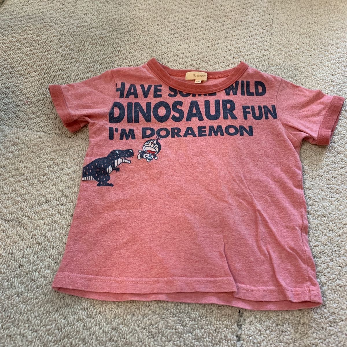 男の子　ハッシュアッシュ　Tシャツ　半袖　100サイズ　I'm ドラえもん　恐竜　ピンク